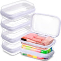 Sanwuta 6 Pcs Clear Hard Zipper Case Hard Plastic Zipper Pouches Transparent Makeup Bag Pencil Pouches for Travel Snacks Christmas Trinket Storage Organizer Box(White,5 x 3 x 2 Inch)