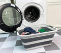 SAMMART Collapsible Plastic Laundry Basket - Foldable Pop Up Storage Container/Organizer - Portable Washing Tub - Space Saving Hamper/Basket (Grey/Steel Grey, 42L)
