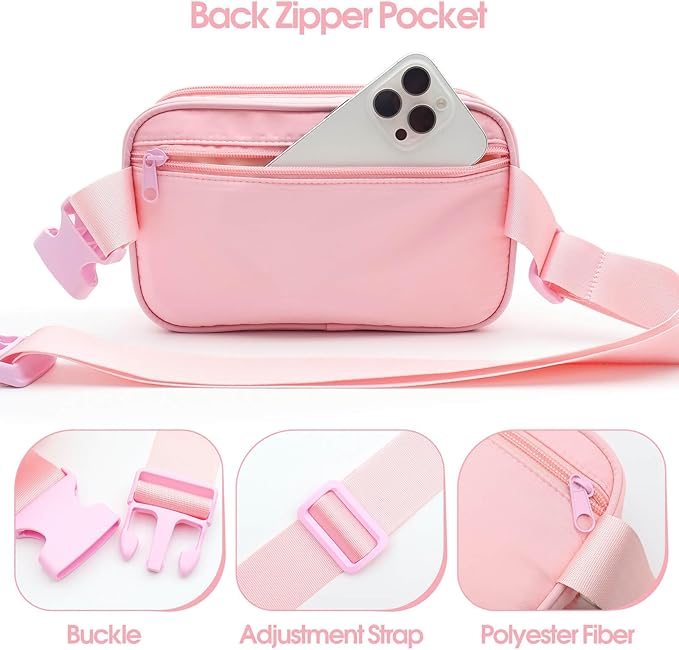 Pin Bag Fanny Pack, Ita Bag Storage Pin, Pink Crossbody Belt Bags for Women Girls Gifts, Pins Display for Sports Memorial Travel Brooches(No Pins Included)