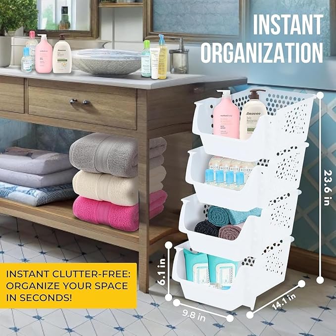 Skywin 3 in 1 Laundry Room Organization Kit – Stackable Storage Bins, Laundry Detergent Holder Stand & XL Pods Container, Durable Home Organizer Set and Thoughtful Gift for Women, Moms & Home Lovers