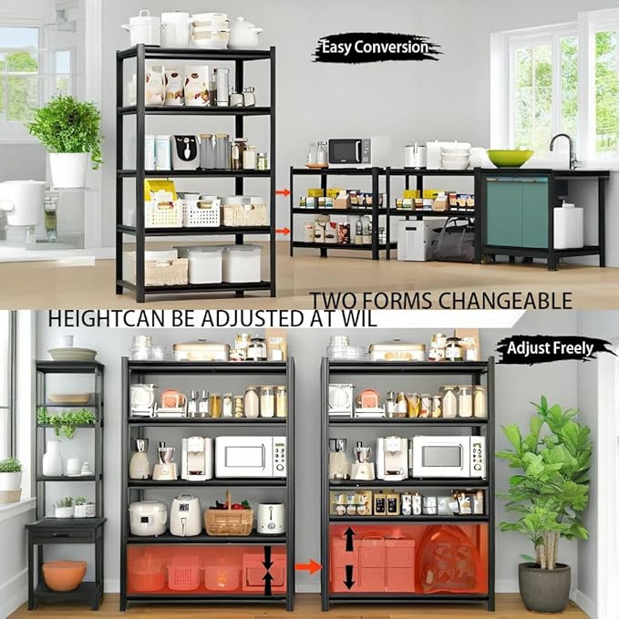 Standing Shelf Units Heavy Duty Storage Rack 3250LBS Industrial Wire Mesh Shelving Double Layer Support Floor Mount Black for Warehouse Basement Garage 72" H x 60" W x 23.5" D 5-Tier