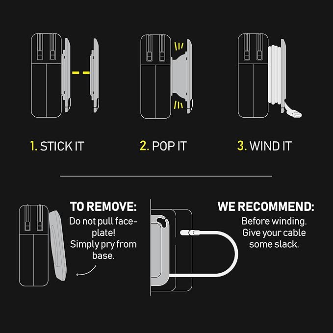 Fuse Reel The Side Kick Collapsible Charger Organizer and Travel Accessory,Usb-c, Compatible with MacBook and PC Charging Cords and Adapter Cable Management White