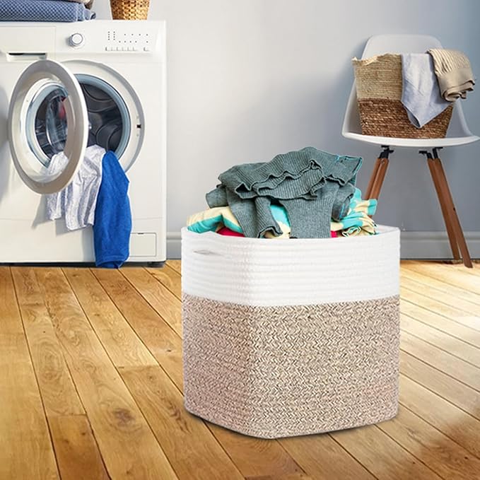 Storage Cubes 11 Inch Cotton Rope Woven Storage Basket for Organizing 3 Pack | Storage Bins for Organization and Storage | Toy Storage Organizer | Basket for Shelves | Toy Bins（Brown）