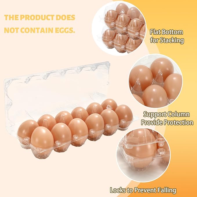 200Pcs Plastic Egg Carton Bulk Empty Clear Egg Tray Holder Container for Farm Business Market Home Kitchen Refrigerator Storage (2 x 6 Grids)