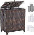Laundry Hamper with Lid, 190L Large Laundry Basket 3 Section with 6 Removable Liner Bags & 3 Mesh Laundry Bags, Handwoven Rattan Clothes Hamper with Heightened Feet, No Install Needed, Brown