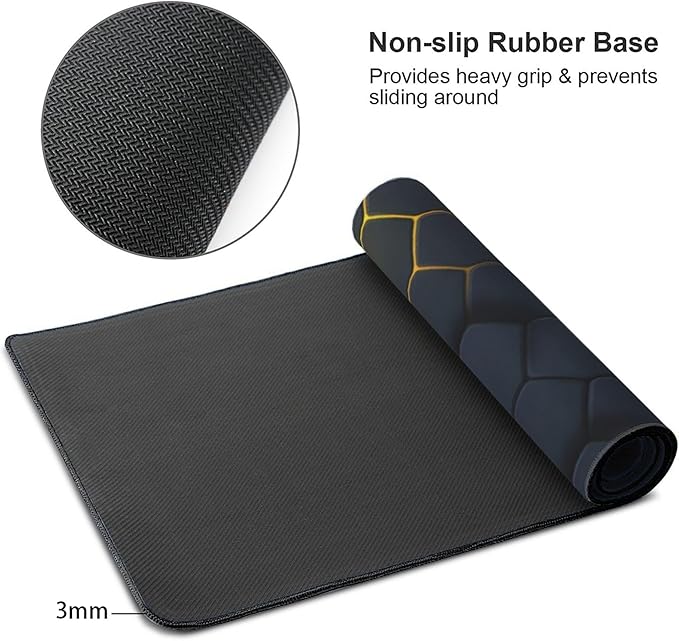 Cool Honeycomb Large Mouse Pad, Gaming Desk Mat, XXL Keyboard Desk Pad Mat for Desktop, 35.4"x15.7" Non-Slip Base Big Mousepad with Stitched Edges