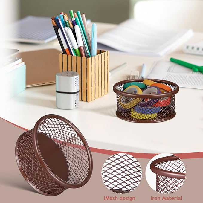 VILLCASE Paper Clip Holder, PaperClip Holders for Desk, Metal Mesh Paperclip Dispenser Organizer Desktop Binder Clip Holder Container for Home Office School, 4pcs