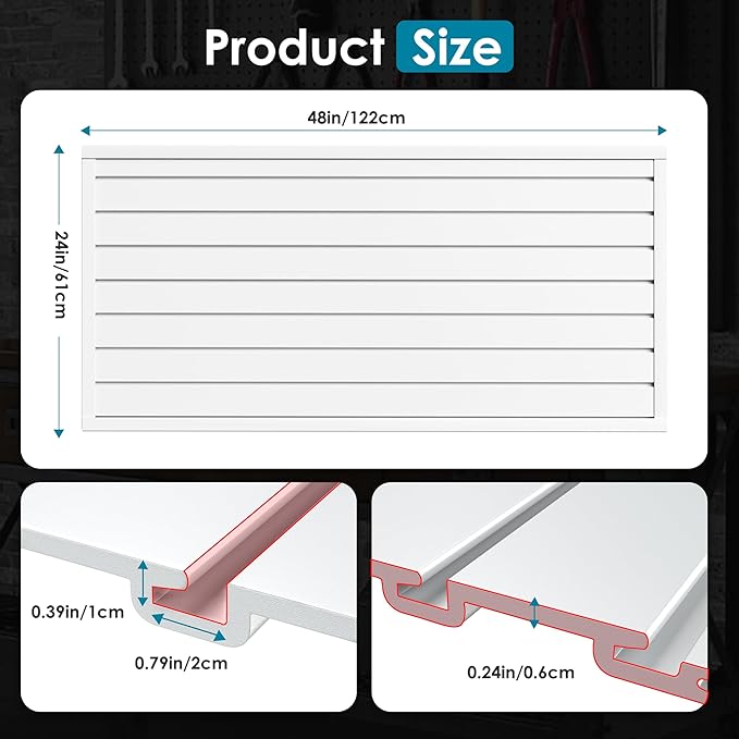Braki PVC Slat Wall Paneling 2x4 ft, Garage Organizer Storage System, White Slatwall Panels for Garage Organization Product, Heavy Duty Wall Mounted Tool Storage for Home