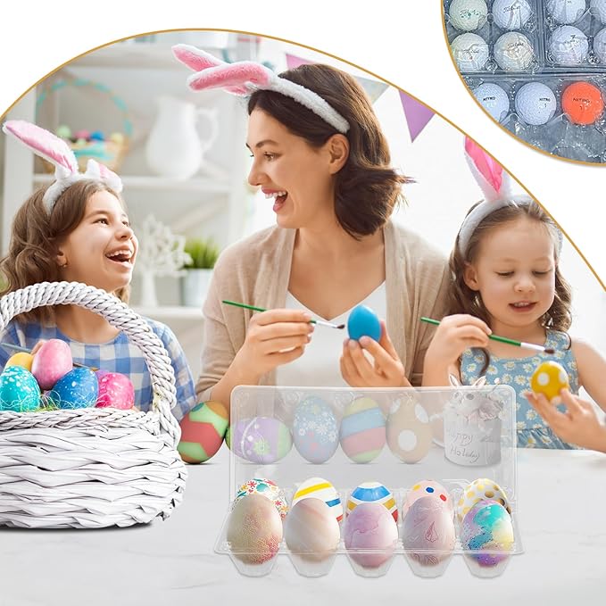 80 Pack Bulk Egg Cartons, Clear Plastic Chicken Egg Holders, Egg Tray Carton Holder for Home & Kitchen, Farm & Market Use, An Eco-Friendly Egg Storage Solution, 10 Grids(Medium Size)