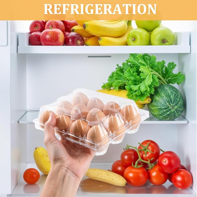 APOCHON 40PCS Plastic Egg Cartons 18 Count,Clear Egg Cartons Cheap Bulk for Fresh Eggs,Reusable Egg Holder for Family,Pasture,Farm Markets Display - Medium Egg Containers 3x6 Grids