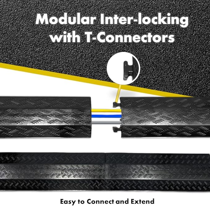 Kable Kontrol Drop Over Floor Cord Cover – 40” Inch Long 2 Channel Cable or Wire Protector – Rubber Ramp for Indoor and Outdoor Use – Black