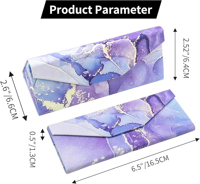 Foldable Glasses Case, Magnetic PU Leahter Sunglasses Case, Cute Hard Shell Folding Eyeglass Cases for Women Kids