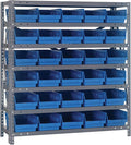 Quantum Storage Systems 1239-102BL Steel Shelving Unit with 4" Shelf Bins, 12" D x 36" W x 39" H, Blue