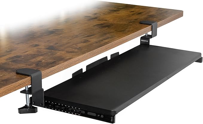 Mount-It! 30” Extra-Wide Clamp-On Under Desk Keyboard Tray, Large Slide-Out Keyboard Drawer for Desk, Ergonomic Pull-Out Platform with Smooth Gliding Tracks, No-Drill C-Clamp Mount