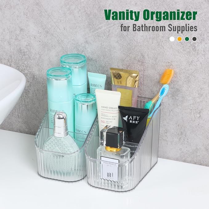 Clear Makeup Organizer, Makeup Brush Holder 8 Cups for Vanity, Bathroom Countertop Organizer, Dresser Organizer for Cosmetic Displays, Skincare Cups, Perfume Stand, Toiletry