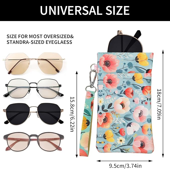 Double Eyeglass Case Soft Dual Glasses Case for Women Men Travel Squeeze Top Sunglasses Cases Eyeglasses Pouch