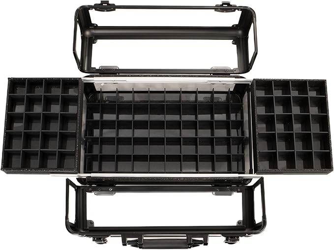 Ver Beauty Professional Armored Clear Acrylic Makeup Nail Tech Case with 2 Sliding Trays and Removable Dividers for Nail Polish Organizer Lockable Portable Travel Cosmetic Display Aluminum Case