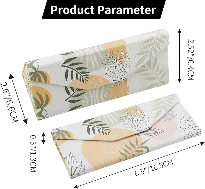 Foldable Glasses Case, Magnetic PU Leahter Sunglasses Case, Cute Hard Shell Folding Eyeglass Cases for Women Kids
