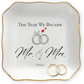OASSIE Anniversary Wedding Gifts for Her Wife - 4"x4" Ceramic Jewelry Dish Tray - Engagement Newlyweds Couples Gifts for Women Her Wife, Mr and Mrs Decorative Trinket Dish