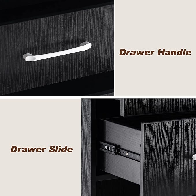 BarberPub Salon Storage Cabinet Beauty Locker Hair Dryer Holder Stylist Spa Equipment with Drawer 2035 (Black)