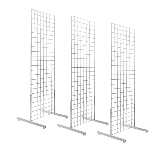 Only Hangers 2' x 6' Gridwall Panel Tower with T-Base Floorstanding Display Kit, 3-Pack White …