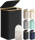 SONGMICS Laundry Hamper with Lid, Large Laundry Basket, 23.8 Gallons (90L), Removable Mesh Liner, Bamboo Handles, Collapsible, 16.5 x 12.6 x 27.8 Inches, Ink Black ULCB509B01