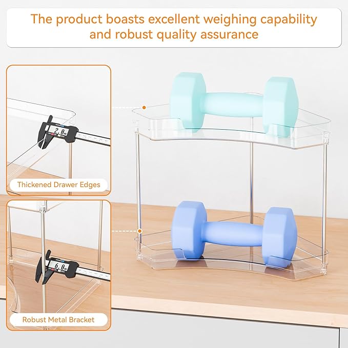 Yieac Clear Bathroom Counter Corner Shelf for Restroom and Vanity,2 Tier Bathroom Counter Organizer and Corner Sink Organizer,Two Tier Small Bathroom Sink Organizers & Stand for Makeup,Beauty Product