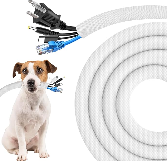 Secbolt Cord Protectors from Pets No Chew, 25ft - 1 inch Ultra Durable Cord Covers for Pets, Bite-Resistant Cable and Wire Protector for Cats, Dogs, Rabbits - White
