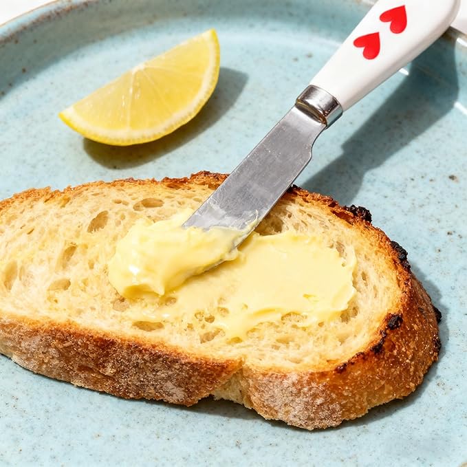Butter Dish with Lid and Knife, Durable Countertop & Fridge Butter Keeper, Melamine Butter Container Holiday Kitchen Gift, Heart Design – Red