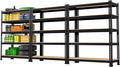 5-Tier Metal Storage Shelves: Heavy Duty Garage Shelving Adjustable Shelves for Storage - Black Utility Rack Shelf for Pantry, Warehouse, Office, Kitchen, 28" W x 12" D x 59" H, 3PCS