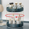 360 Rotating Makeup Organizer for Vanity, Bathroom Countertop Organizer Spinning Perfume Organizer, High-Capacity Cosmetic and Skincare Dresser Make Up Holder Rack (2 Tiers, Blue)