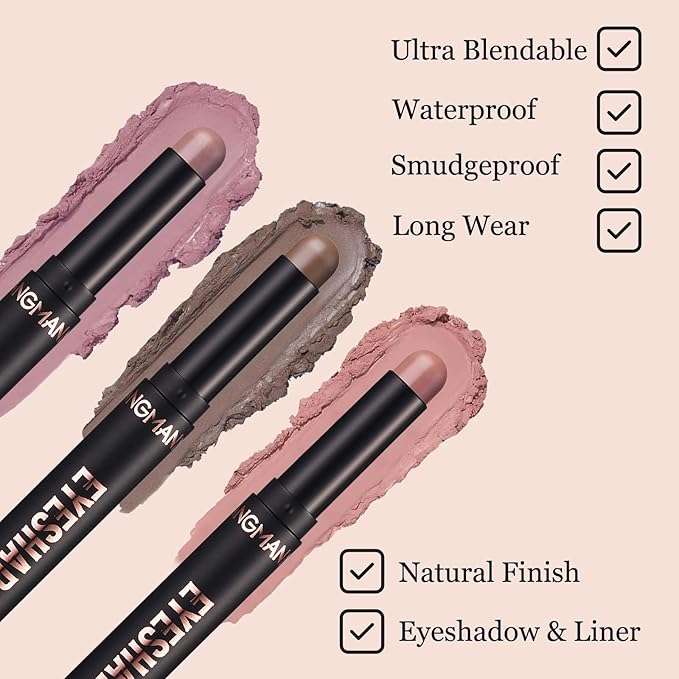 Matte Cream Eyeshadow Stick Nude Eye Shadow Sticks Waterproof Longwear Blendable High Pigmented Eyeshadow Pencil Crayon (19# Taupe Matte)