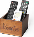 Acacia Wood Remote Control Holder Caddy, TV Organizer for Table, Vintage Farmhouse Desk Caddy (Brown for 3+ Controls)