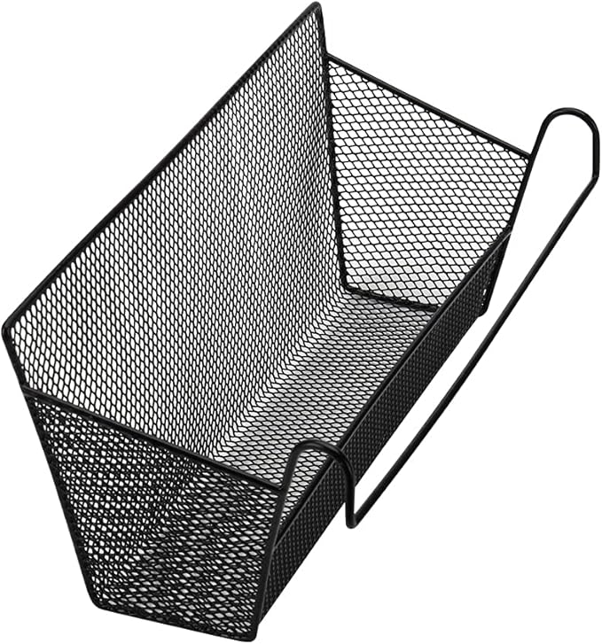 2 pcs Hanging metal mesh bedside storage basket， student dormitory bed storage baskets,used for bedside storage, beverage tissues and office rooms with hooks (black)