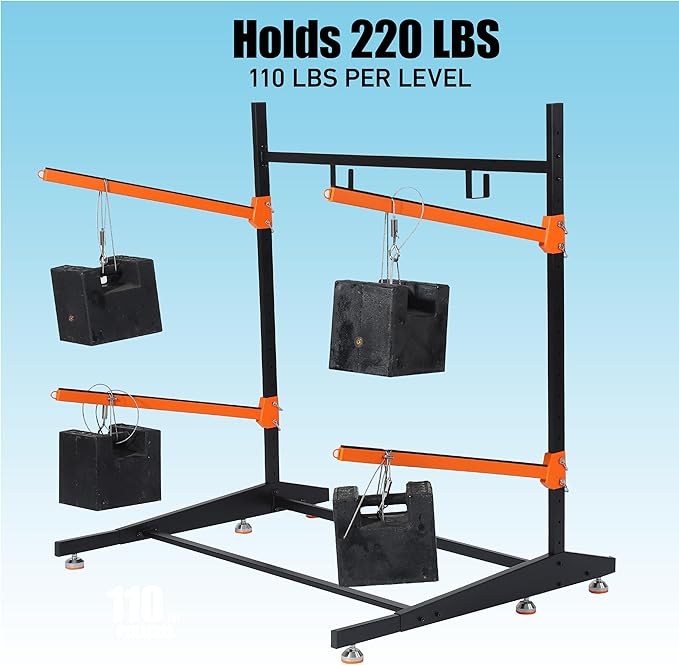 Kayak Storage Rack, Freestanding Outdoor Canoe Rack, Reinforced, Thickened, and Enhanced Rust Resistance, Holds 220 lbs, for Safe Garage and Outdoor Canoe Storage(2-Tier, Orange)
