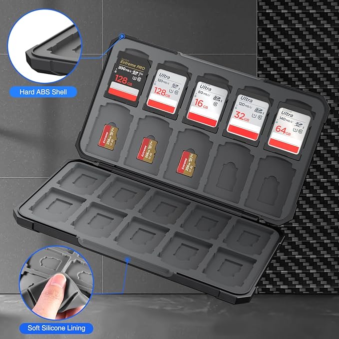 HEIYING Memory Card Case for SD/TF Cards,Portable SD Card Holder Storage Case Compatible with 20 SDXC SDHC and 20 TF Cards Slots