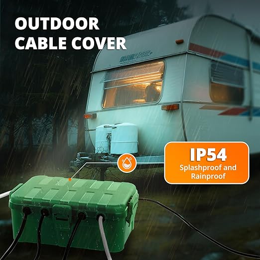 QUOBAS Extra Large Outdoor Electrical Box Waterproof, IP54 Weatherproof Extension Cord Cover, Outdoor Plug Cover Protect Outlet, Plug, Power Strip, Tools, Holiday Light, Green