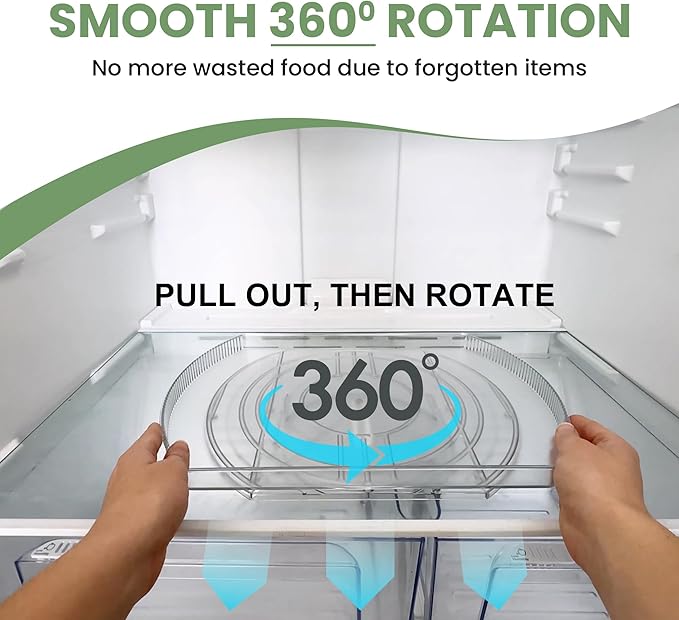 NOSTA Home 360° Rotating Lazy Susan for Refrigerator| Rectangular Fridge Organizer | Cabinet, Pantry, Refrigerator Organizers and Storage | Effortlessly Refrigerator Organizing Solution (16.5 x 11in)