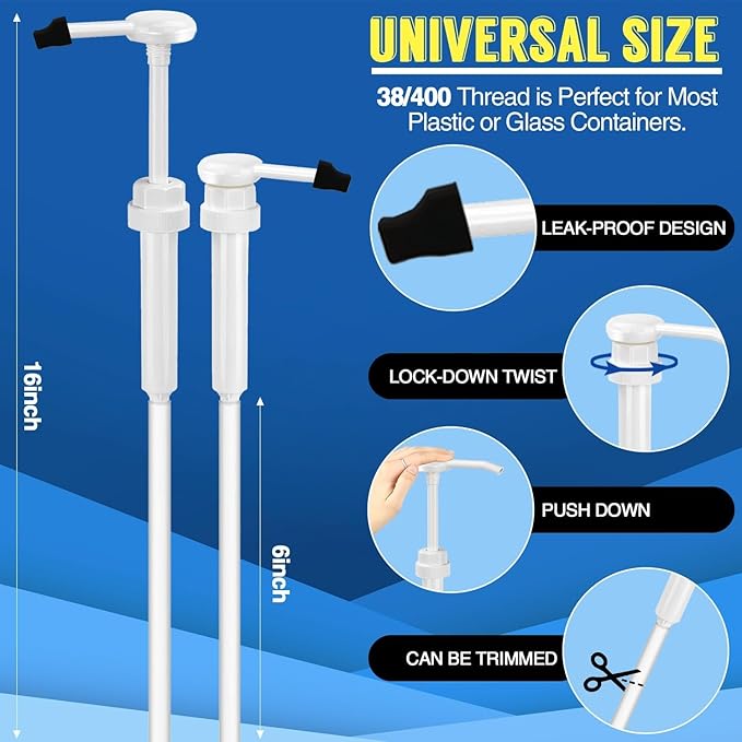 4 Pcs 5 Gallon Pump Dispenser 38-400 1 oz Dispenser Pump for Large Gallon Bucket with 50cm Extended Tube, Cap to Avoid Dripping, Great for Shampoo, Conditioner, Bleach Liquid, Laundry, Detergent, Oil