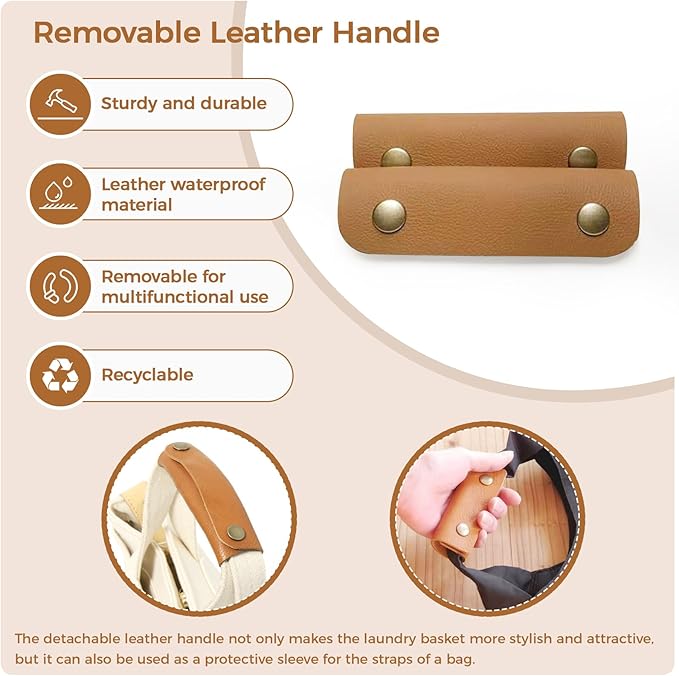 danpinera 108L Large Blanket Basket for Living Room, Woven Storage Basket with Leather Handles, Cotton Rope Storage Organization in Nursery for Toys & Clothes 25 ''* 16 ''*16 '', Gradient Brown