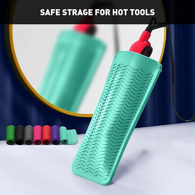 ZAXOP Resistant Silicone Mat Pouch for Flat Iron, Curling Iron,Hot Hair Tools (Mintgreen)