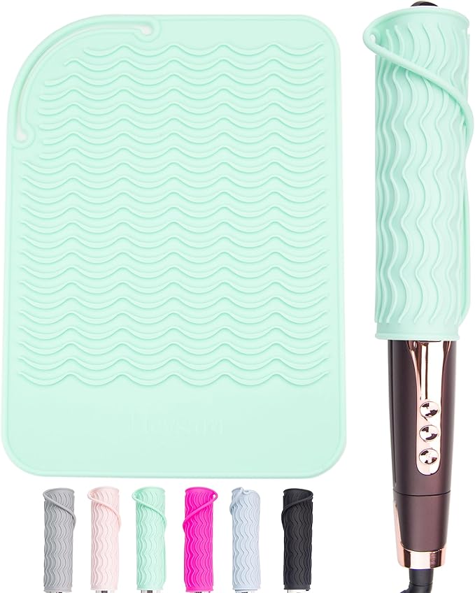 Heysam Heat Resistant Silicone Mat for Hair Styling Tools, 9.0 x 6.5 inches, 450°F Protection, Multiple Colors