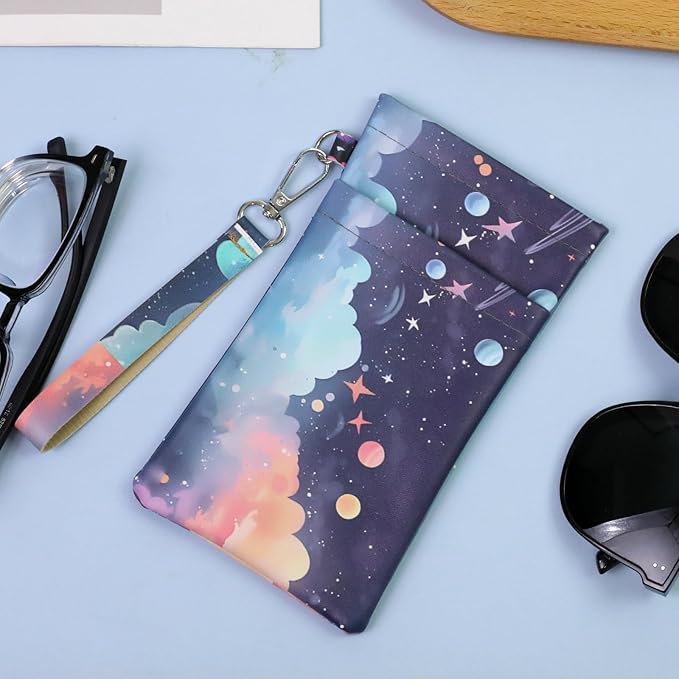 Double Eyeglass Case Soft Dual Glasses Case for Women Men Travel Squeeze Top Sunglasses Cases Eyeglasses Pouch