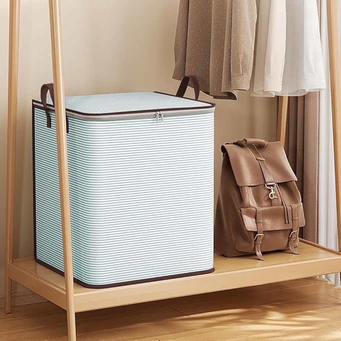 Large Blanket Storage, 180L Foldable Storage Bin, Clothes Storage Bags with Handle Zippers Blanket Organization for Bedroom Closet Comforter Sheets Pillow