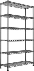 GIOTORENT 6-Wire Garage Shelving Storage Shelves, Metal Shelf Organizer 2100Lbs Capacity, Kitchen Storage Adjustable Shelf for Laundry Bathroom Pantry Closet, Black 36.2''W x 14''D x 72.4''H
