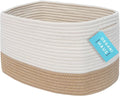 OrganiHaus Woven Storage Baskets for Organizing, Cotton Rope Organizer Bins for Shelves, Closet & Nursery, Dog Toy Basket, Decorative Bins for Toys, Towels & Books - 15x10x9, Honey/Off-White