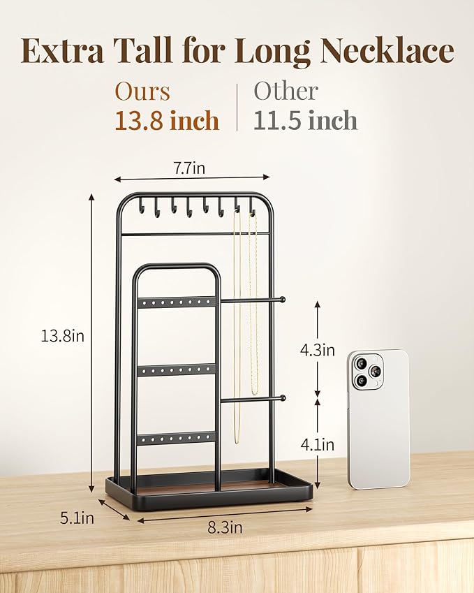 pickpiff Jewelry Holder Stand: Jewelry Display for Necklace, Bracelet, Earring, Ring, Black