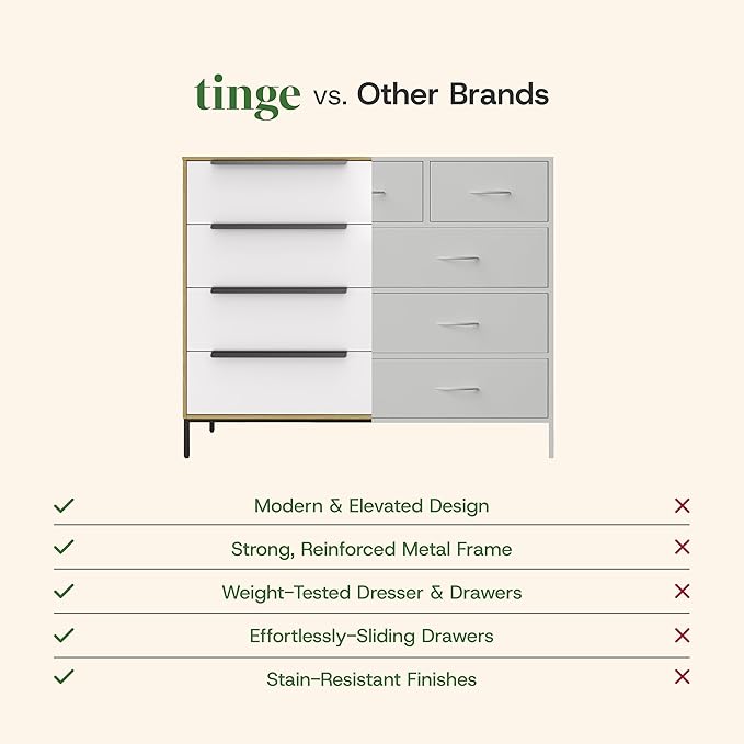 Lira Premium Fabric Dresser - Solid Wooden Frame, 8 Spacious Sag-Proof Drawers with Sleek Metal Handles - Premium & Durable Storage Solution for Your Home (Light Brown)