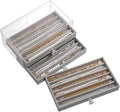 SPAKOWN Necklace Organizer Box, Velvet Necklace Box Holder Tray with Clear Lid Chains Showcase Stackable Necklace Storage for Pendant Bracelet (3 Drawers - Grey)