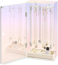Cirhy Iridescent Necklace Holder Organizer for Women & Girls, Rotating Acrylic Jewelry Display Stand with Velvet Tray, Dustproof Necklace Organizer Box, Great Gift for Her